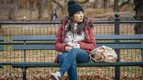 Nádherný čas na Central Park v New Yorku na den zimy — Stock fotografie