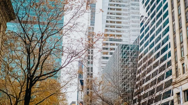Arranha-céus modernos em Manhattan — Fotografia de Stock