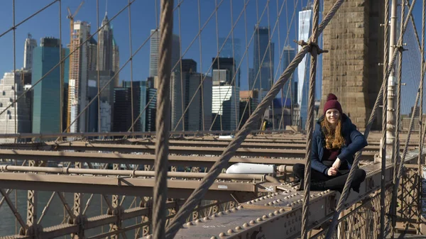 Amazing view over the skyline from Brooklyn Bridge New York — Stock Photo, Image