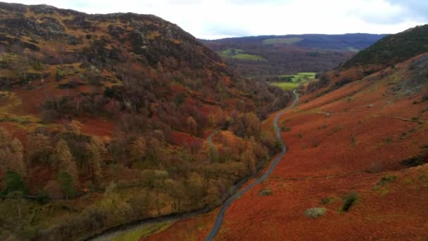 Lake District National Park Inglaterra drone aéreo vista — Vídeo de Stock