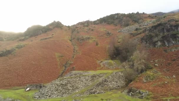 Lake District National Park Engeland luchtfoto drone weergave — Stockvideo