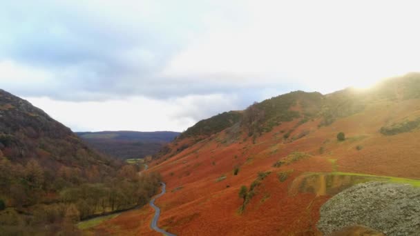 Lake District Nationalpark England Luftaufnahme Drohne — Stockvideo