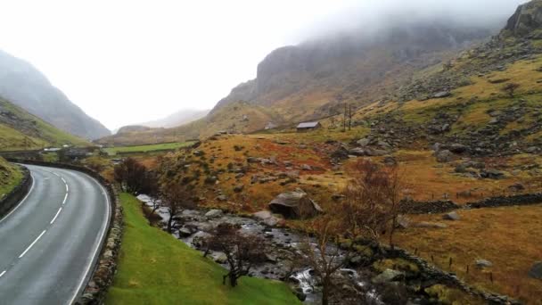 Snowdonia National Park Pays de Galles vue aérienne sur drone — Video