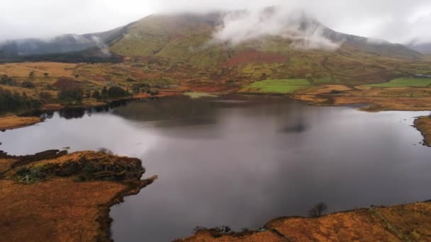 Snowdonia National Park in Wales from above aerial drone footage — Stock Video