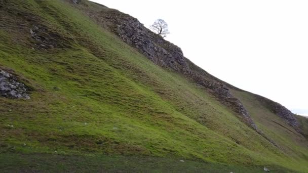 Приголомшливі Winnats Перевалу Англії Піку Району Національний Парк Фотографія Подорожі — стокове відео