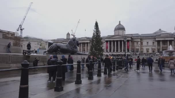 Populární Trafalgar Square v Londýně na národní galerie - Londýn, Anglie - 16 prosince 2018 — Stock video