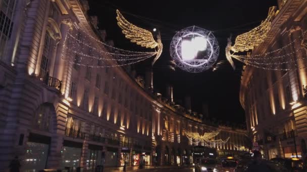 Regent Street Londres Época Natal Com Decoração Deslumbrante Londres Reino — Vídeo de Stock