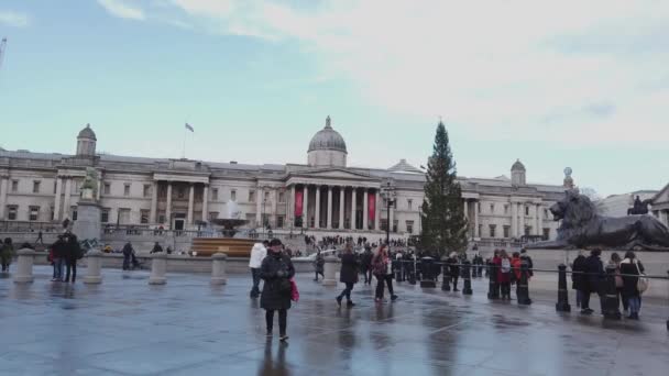 Populaire plaatsen in Londen de Trafalgar Square - Londen, Engeland - December 16, 2018 — Stockvideo