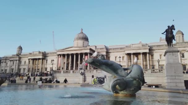 Trafalgar Square in London steadicam shot - LONDRES, ANGLETERRE - 16 DÉCEMBRE 2018 — Video