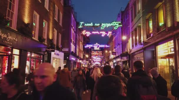Natal Carnaby Street Londres Uma Experiência Colorida Londres Reino Unido — Vídeo de Stock