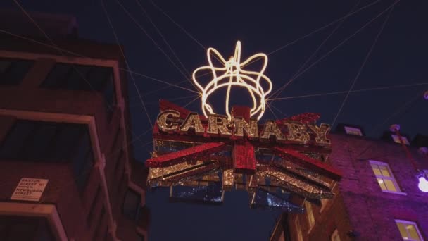 Bunte Carnaby Street London Zur Weihnachtszeit London Vereinigtes Königreich Dezember — Stockvideo