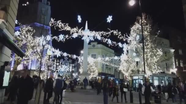 Harika Noel Işık Dekorasyon Londra Ngiltere Londra Yedi Aramalar Aralık — Stok video