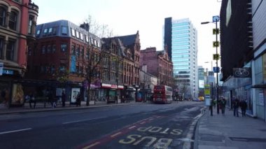 Şehir Merkezi, Manchester - Manchester, Büyük Britanya - 1 Ocak 2019 sokak görünümü