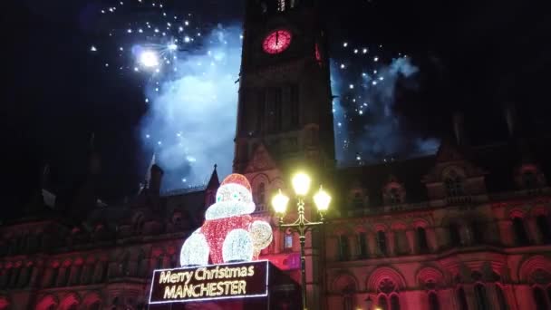 Gente Celebra Víspera Año Nuevo Albert Square Manchester Manchester Reino — Vídeos de Stock