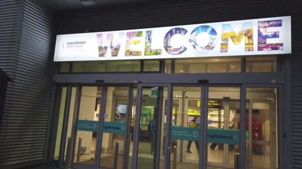 Bienvenido Aeropuerto Manchester Manchester Reino Unido Enero 2019 — Vídeos de Stock