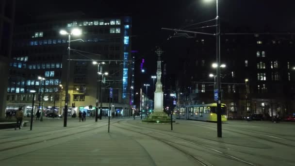 Szent Péter Square Manchester Manchester Egyesült Királyság Éjjel 2019 Január — Stock videók