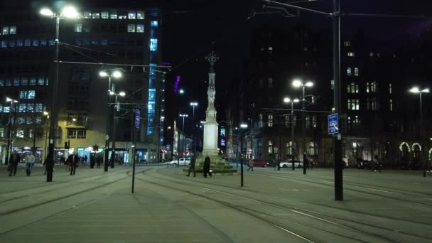 Praça São Pedro Manchester Noite Manchester Reino Unido Janeiro 2019 — Vídeo de Stock