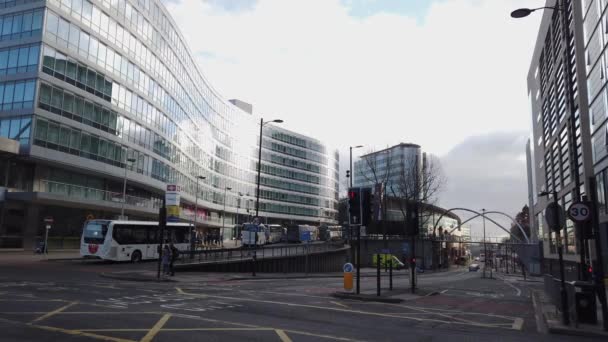 Widok Ulicy Centrum Miasta Manchester Manchester Wielka Brytania Stycznia 2019 — Wideo stockowe
