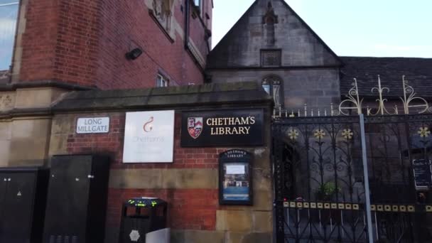 Biblioteca Chethams Manchester Manchester Reino Unido Janeiro 2019 — Vídeo de Stock