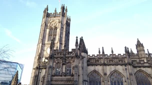 Katedra Manchester Najważniejszym Kościołem City Manchester Wielka Brytania Stycznia 2019 — Wideo stockowe