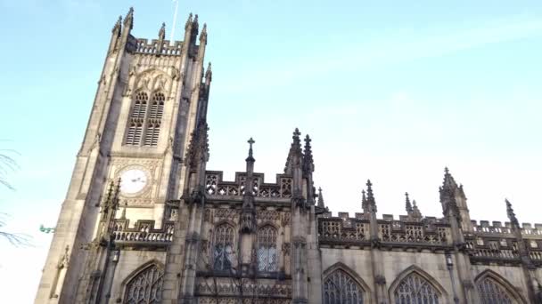 Importante Punto Riferimento Città Cattedrale Manchester Manchester Regno Unito Gennaio — Video Stock