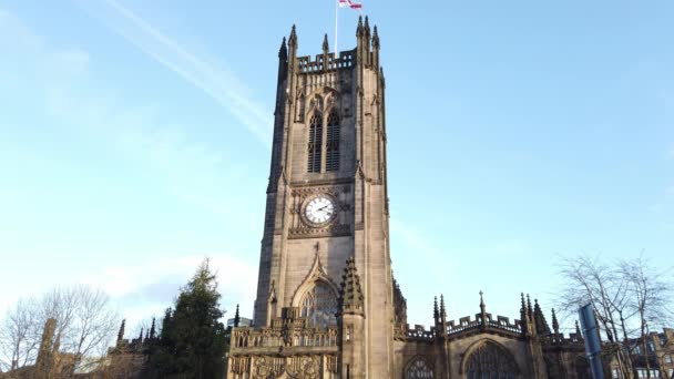 Catedral Manchester Iglesia Más Importante Ciudad Manchester Reino Unido Enero — Vídeos de Stock