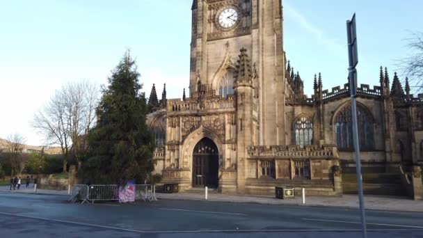 Catedral Manchester Igreja Mais Importante Cidade Manchester Reino Unido Janeiro — Vídeo de Stock