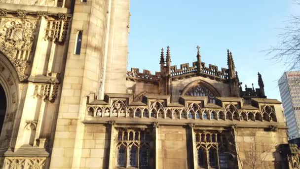 Manchester Cathedral Manchester Büyük Britanya Ocak 2019 Güzel Mimari — Stok video