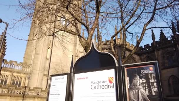 Catedral Manchester Igreja Mais Importante Cidade Manchester Reino Unido Janeiro — Vídeo de Stock