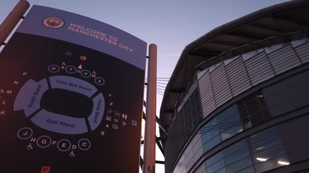 Etihad Stadion Van Manchester City Beroemde Voetbalclub Manchester Verenigd Koninkrijk — Stockvideo