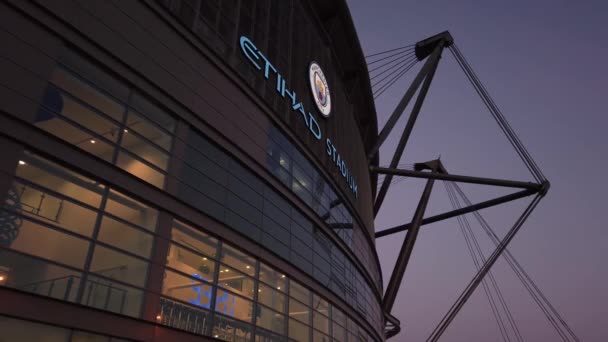 Etihad Estadio Manchester City Famoso Club Fútbol Manchester Reino Unido — Vídeo de stock