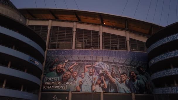 Etihad Estadio Manchester City Famoso Club Fútbol Manchester Reino Unido — Vídeo de stock