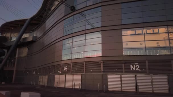 Berühmtes Stadion Manchester Das Etihad Stadion Von Manchester City Manchester — Stockvideo