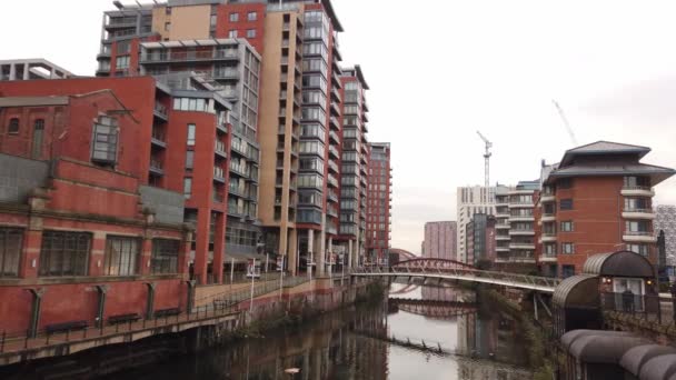 Canais Centro Cidade Manchester Manchester Reino Unido Janeiro 2019 — Vídeo de Stock