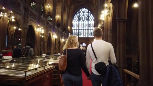 John Rylands Biblioteki Manchester Manchester Wielka Brytania Stycznia 2019 — Wideo stockowe