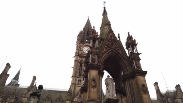 Manchester Town Hall Square Albert Manchester Wielka Brytania Stycznia 2019 — Wideo stockowe