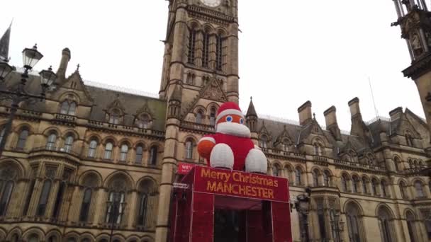 Manchester Belediye Binasında Noel Zamanı Manchester Büyük Britanya Ocak 2019 — Stok video