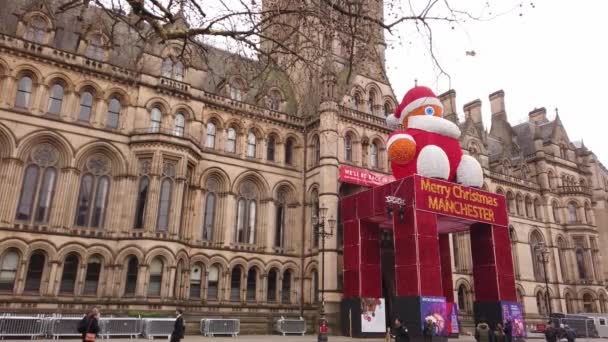 Manchester Town Hall Christmas Time Manchester United Kingdom January 2019 — Stock Video