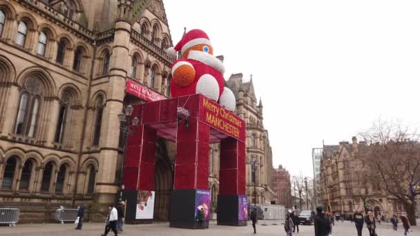 圣诞快乐曼彻斯特在阿尔伯特广场 曼彻斯特 2019年1月1日 — 图库视频影像