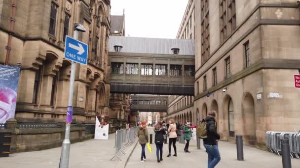 Fußgängerzone Rathaus Von Manchester Manchester Vereinigtes Königreich Januar 2019 — Stockvideo