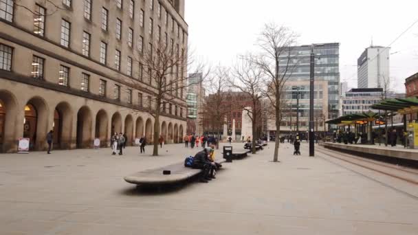 曼彻斯特市的圣彼得斯广场 英国曼彻斯特 2019年1月1日 — 图库视频影像