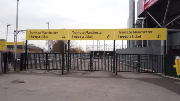Old Trafford Metrolink Tramvay Istasyonu Manchester Manchester Büyük Britanya Ocak — Stok video