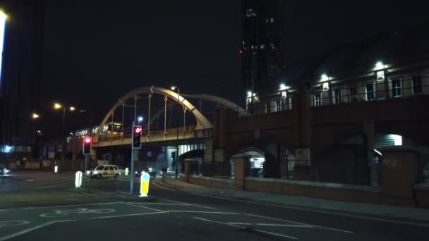 Manchester Street View Night Manchester Reino Unido Enero 2019 — Vídeos de Stock