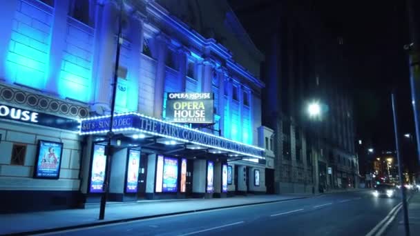 Оперный Театр Манчестере Ночью Manchester United Kingdom Января 2019 Года — стоковое видео