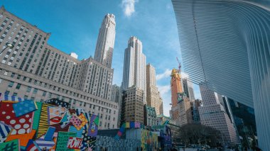 Finansal bölge Manhattan - New York büyük gökdelenler -