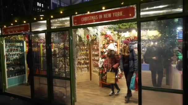 Christkindles αγορά Bryant Park Χριστούγεννα Μανχάταν στη Νέα Υόρκη — Αρχείο Βίντεο