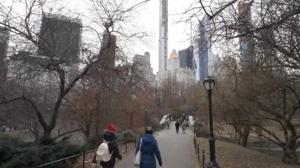 Проходячи через Нью-Йорк Таймс-сквер — стокове відео