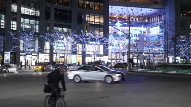 Columbus Circle Manhattan nocą — Wideo stockowe