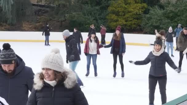 A famosa pista de gelo do Central Park na época do Natal — Vídeo de Stock