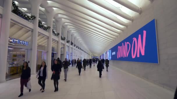 Pasarelas modernas en el World Trade Center de Nueva York — Vídeos de Stock